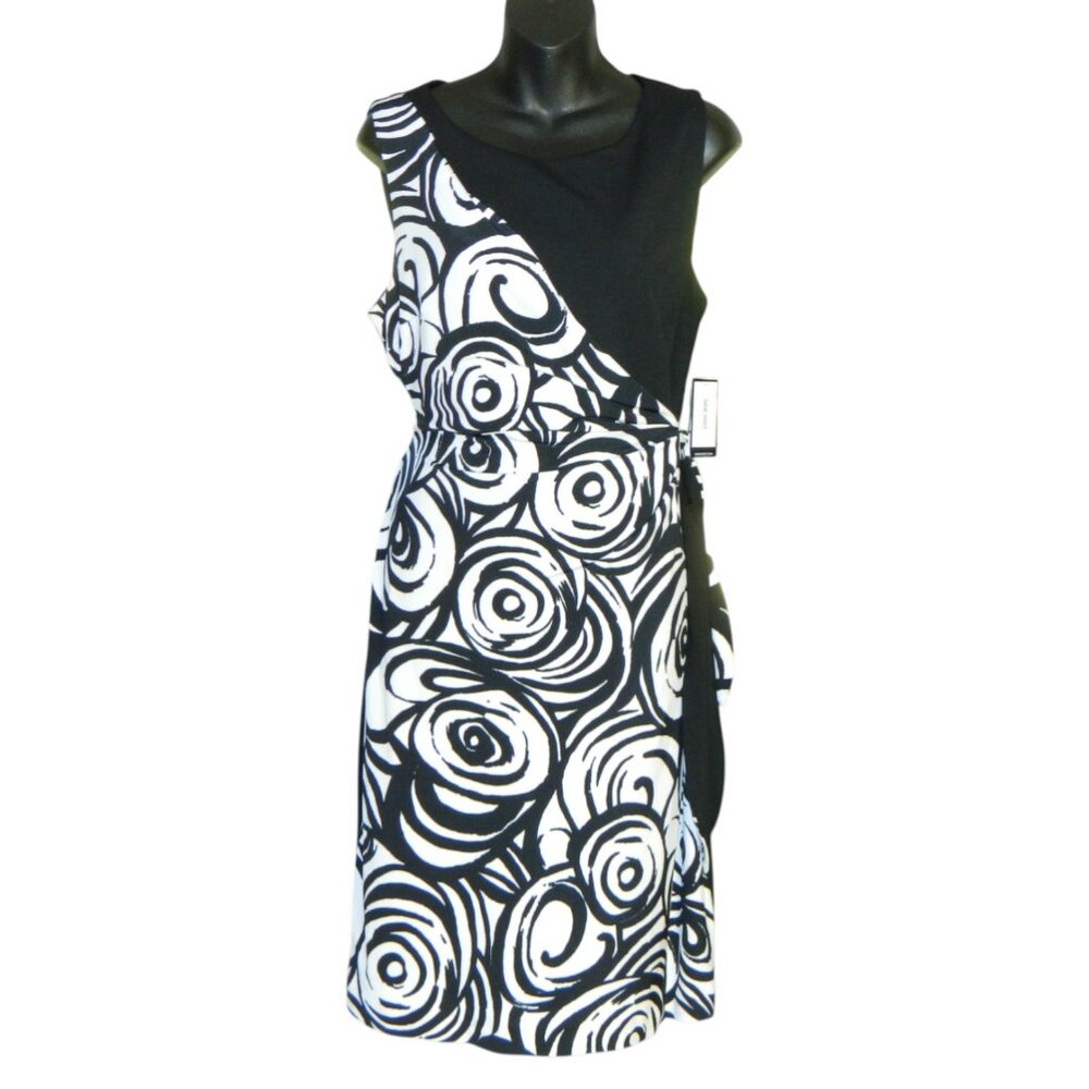 Nine West Holiday Party Cruise Sleeveless Wrap Dress Geometric Pattern Size 14